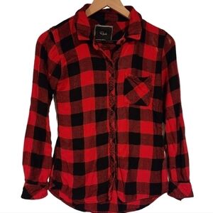 Rails Red Buffalo Plaid Check‎ Long Sleeve Flannel Shirt Button Front Top sz Sm